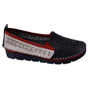 Balerin casual Eveline cu perforatii ,in nuanta de bleumarin-alb