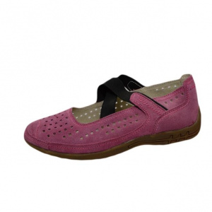 Balerin roz din piele intoarsa cu insertie de elastic peste picior