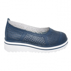 Balerini casual bleumarin cu perforatii si talpa groasa