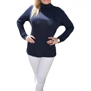 Bluza comoda tip helanca, nuanta bleumarin, de toamna-iarna
