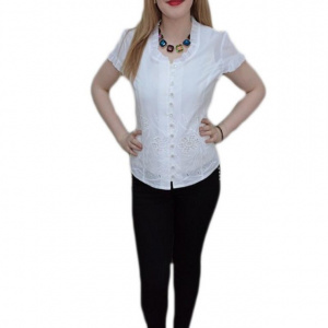 Bluza rafinata, de culoare alba, imprimeu modern fin