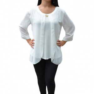 Bluza tinereasca cu croi modern, asimetric, de culoare alba