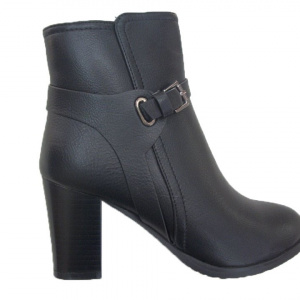 Botina pentru femei, de culoare neagra, cu toc de inaltime 7,5 cm