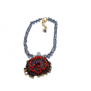 Colier feminin sweet, din margele decorative si pandantiv mare