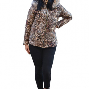 Jacheta casual Alexia ,imprimeu animal-print,nuanta de maro