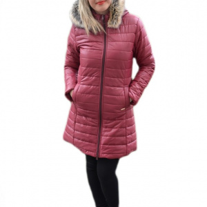 Jacheta tinereasca din fas fin, de culoare marsala, model lung