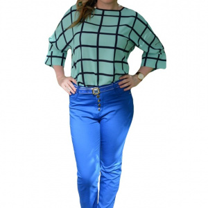 Pantalon casual, de culoare albastra, model lung pentru vara
