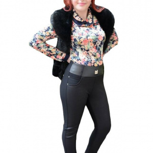 Pantalon casual, nuanta neagra, confectionat din material elastic