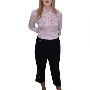Pantalon de zi, nuanta de negru, detalii fine in partea de jos