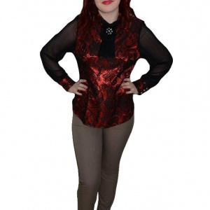 Pantalon elegant, nuanta de maro, design geometric