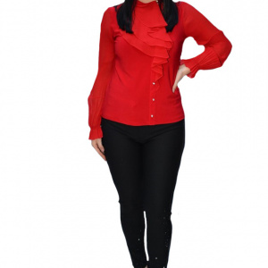 Pantalon elegant Yava cu insertii de strasuri,negru