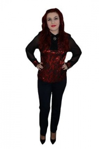 Pantalon office, nuanta bleumarin, nasturi vintage aplicati