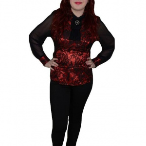 Pantalon tineresc, negru, strasuri fine si lucioase aplicate