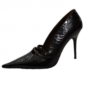 Pantof elegant, nuanta de negru, varf ascutit fashion