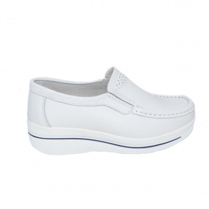 Pantofi alb cu talpa ortopedica ,din piele,model simplu