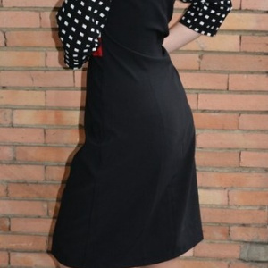 Rochie casual de toamna-iarna, culoare neagra cu design rafinat