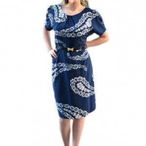 Rochie casual din material subtire de culoare bleumarin
