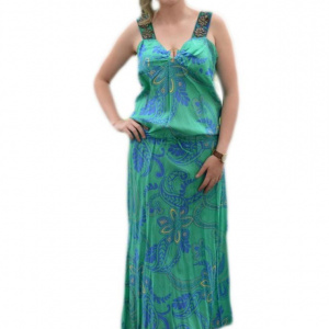 Rochie cu bretele late, de culoare verde-bleumarin