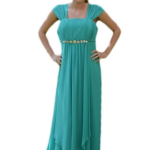 Rochie de nunta, deosebita, design simplu si elegant, culoare turcoaz