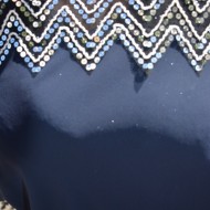 Rochie de ocazie, bleumarin, vaporoasa, din voal si dantela argintie
