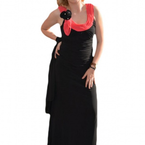 Rochie eleganta , de culoare neagra din jerse fin fronsata