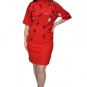 Rochie eleganta Jessica,model cu pisici,rosu