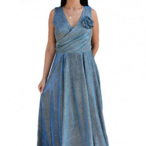 Rochie fashion de ocazie, model lung in nuanta de albastru