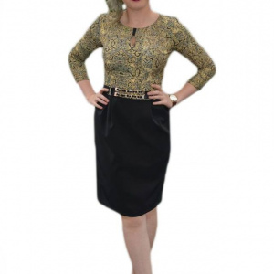 Rochie feminina ,de culoare auriu-negru