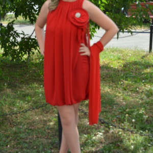 Rochie feminina, de culoare rosie, fara maneci