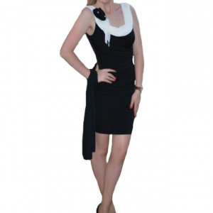 Rochie rafinata, conica, culoare negru-alb RO-357-AL