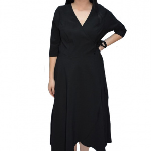 Rochie rafinata Eda,croi clos si decolteu in V,neagra
