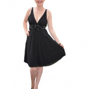Rochie rafinata neagra, ideala pentru ocazii speciale, model simplu