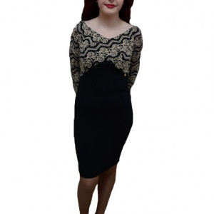 Rochie tinereasca, de culoare neagra, imprimeu abstract