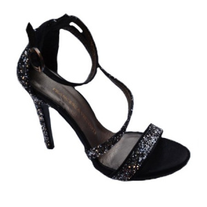 Sandale fashion Andalouse,toc cui,nuanta de negru cu sclipici