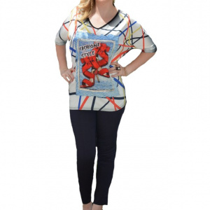Bluza casual cu imprimeu modern 3D in fata, masura universala