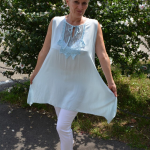 Bluza casual,de vara fara maneca ,nuanta de albastru deschis