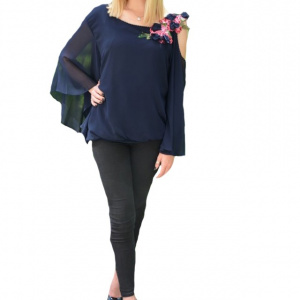 Bluza Divine,decupaj la nivelul umeriilor,nuanata de bleumarin