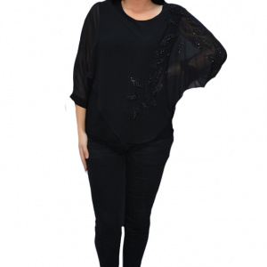 Bluza eleganta cu aplicatii deosebite Dakota,nuanta de negru