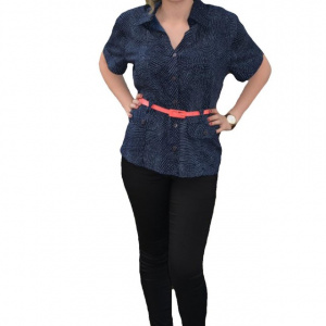 Camasa bleumarin cu design de buline marunte, tip sacou