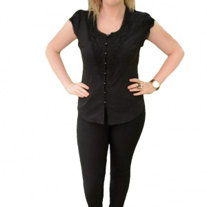 Camasa neagra, clasica, cu maneca scurta si design rafinat