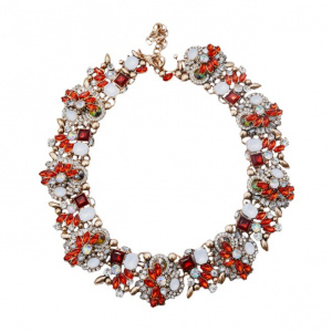 Colier trendy cu design elegant din strasuri si cristale colorate