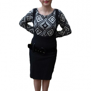 Fusta casual, scurta, cu bretele, de culoare gri inchis, masuri mari