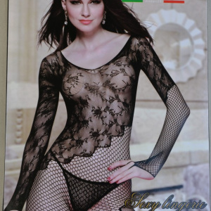 Lenjerie fashion cu aspect dantelat, din material elastic negru