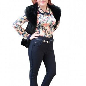 Pantalon drept culoare bleumarin, masura mare, din material elastic