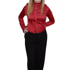 Pantalon lejer din stofa neagra, masura mare, model usor evazat