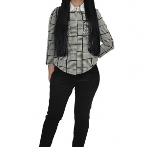 PANTALON MODERN CU INSERTII DE PieLE IMPLETITA PE PICIOR,NUANTA NEAGRA