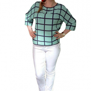 Pantalon modern de primavara-vara, masura mare, nuanta alba