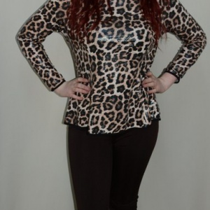 Pantalon office mulat, culoare maro, croiala tip creion