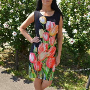 Rochie de zi cu imprimeu multicolor