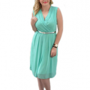 Rochie eleganta de culoare turcoaz, model simplist din voal
